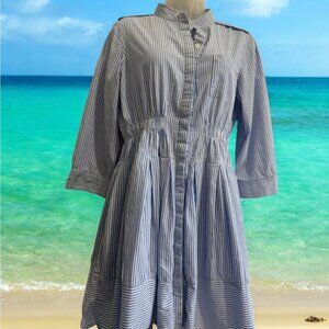 Mila Fashion Collection blue dress, size L, with buttons and long sleeves